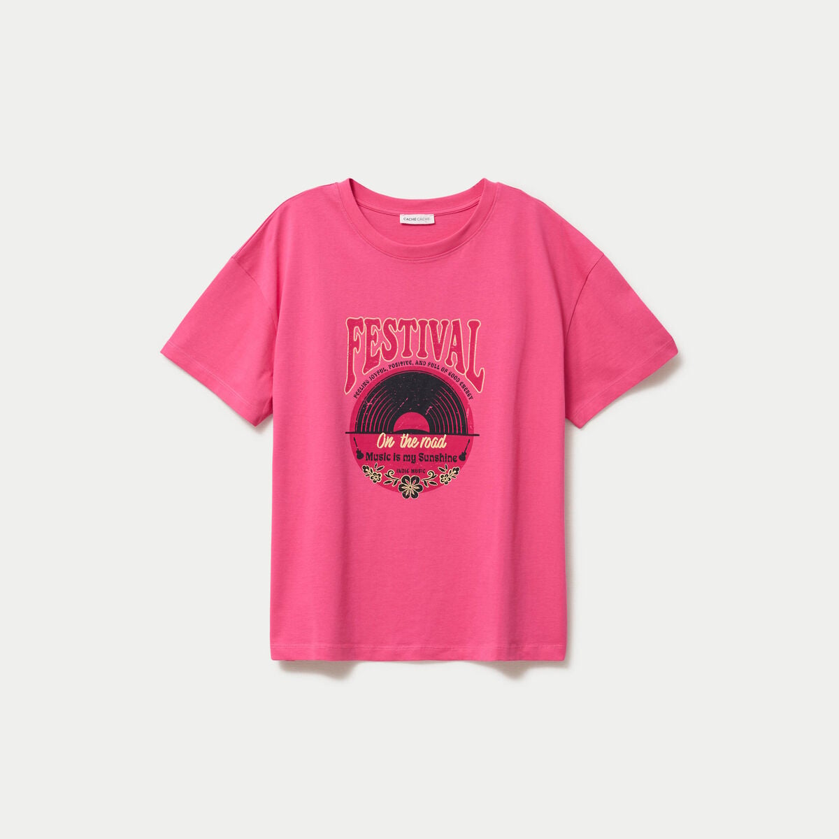 T-shirt oversize manches courtes rose fushia femme