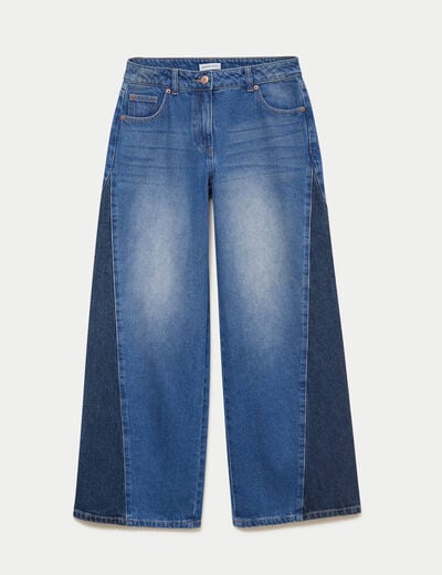 Jean wide leg taille basse denim double stone femme