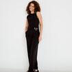 Pantalon bootcut avec ceinture noir femme