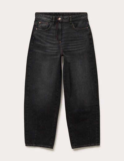 Jeans baggy taille basse denim snow noir femme