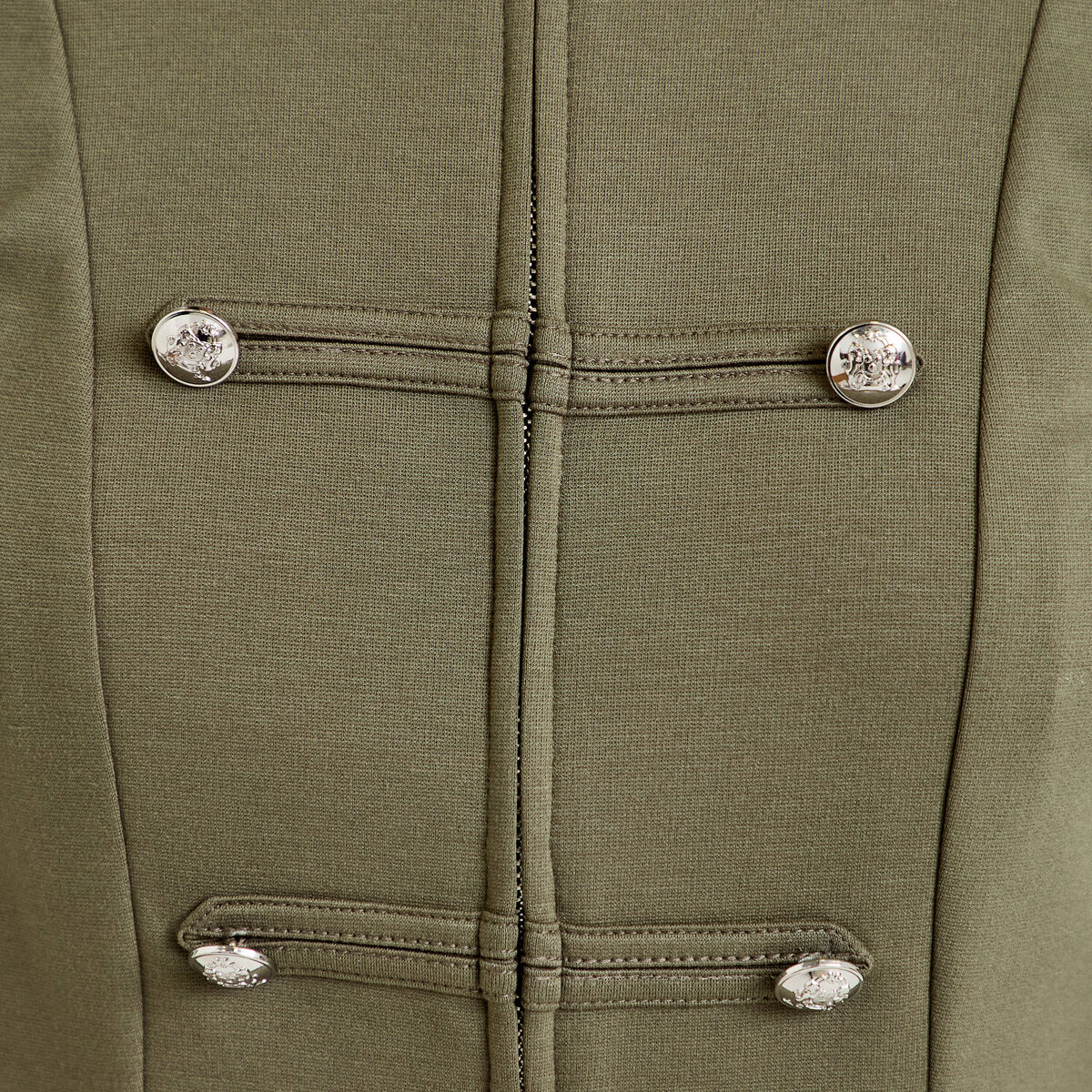Veste ajust&eacute;e manches longues vert kaki femme