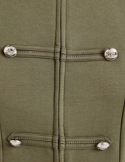 Veste ajust&eacute;e manches longues vert kaki femme