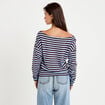 Pull col bateau manches longues bleu femme