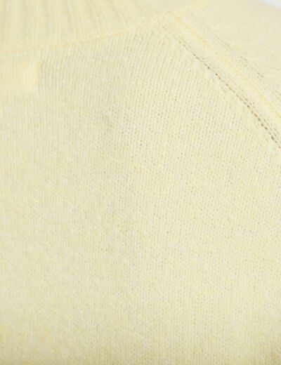 Pull col montant manches longues jaune clair femme