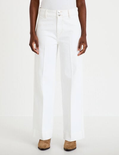 Jean wide leg taille haute denim blanc femme