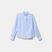 Chemise col montant manches longues bleu clair femme