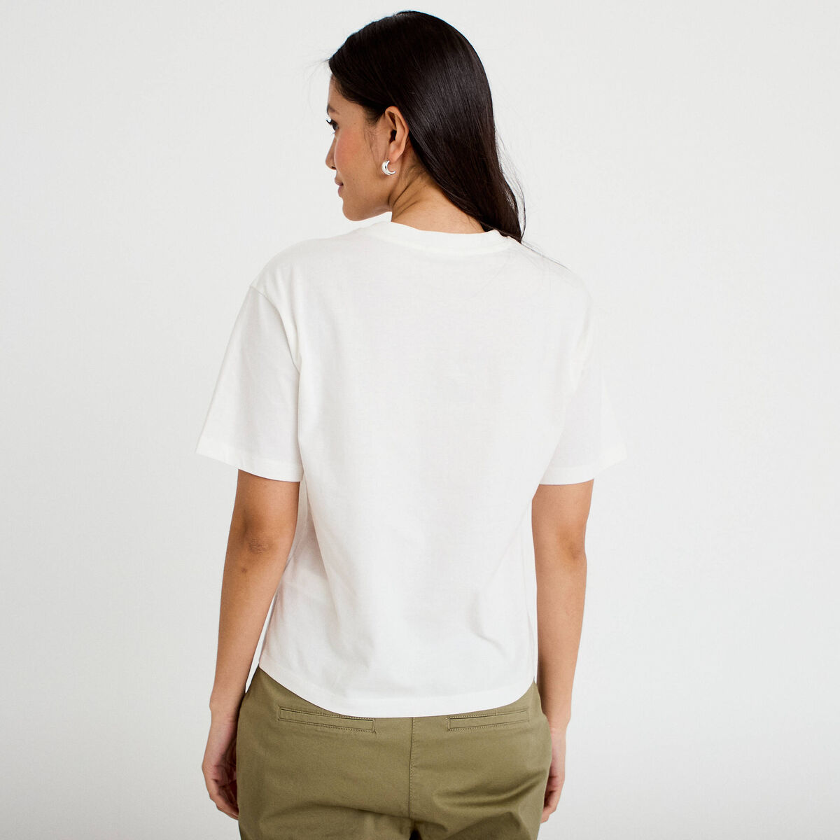 T-shirt col rond manches courtes ecru femme
