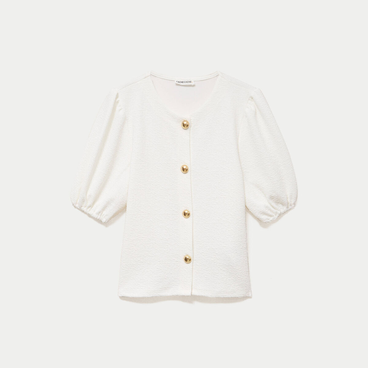 Blouse droite manches courtes ecru femme