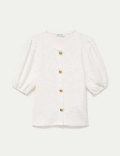 Blouse droite manches courtes ecru femme