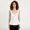 D&eacute;bardeur p&eacute;plum cintr&eacute; col coeur ecru femme