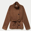 Veste col montant aspect daim marron femme