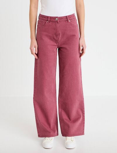 Jean wide leg taille haute vieux rose femme
