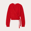 Gilet col cache-coeur nou&eacute; rouge femme