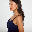 Robe longue &eacute;vas&eacute;e fendue bleu marine femme