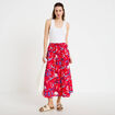 Jupon &eacute;vas&eacute; long rouge femme