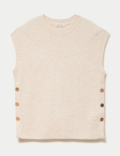Pull sans manches ecru femme