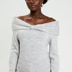 Pull col bardot manches longues gris clair femme