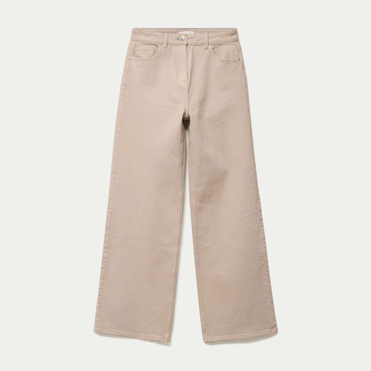 Jean wide leg taille haute beige femme
