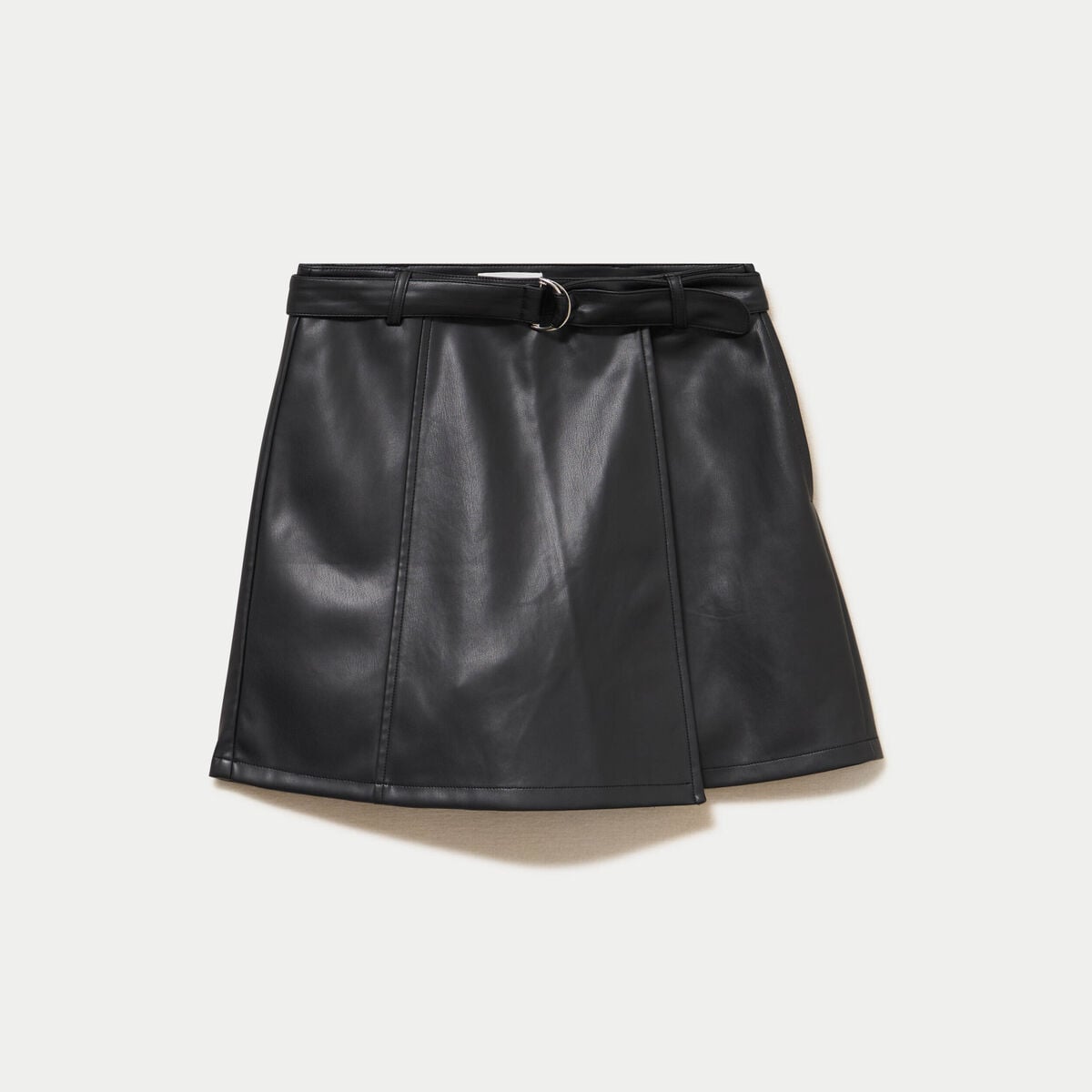 Jupe-short courte en similicuir noir femme