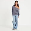 Pull col bateau manches longues bleu femme