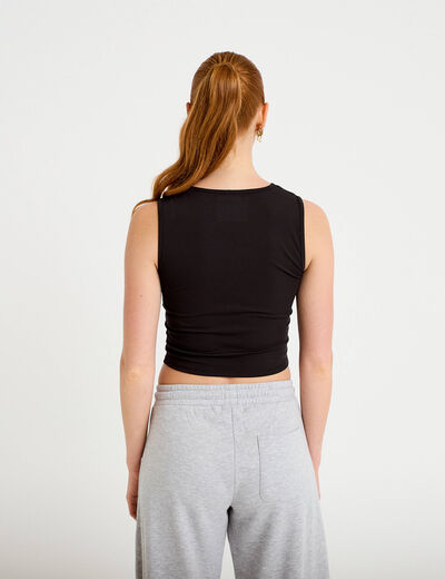 D&eacute;bardeur col rond noir femme