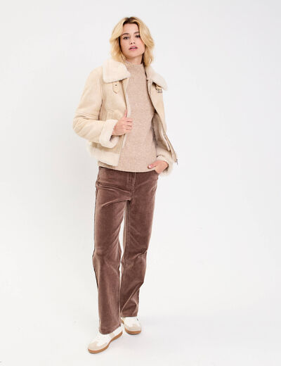 Blouson simili cuir sable femme