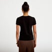 Top ajust&eacute; col rond manches courtes noir femme