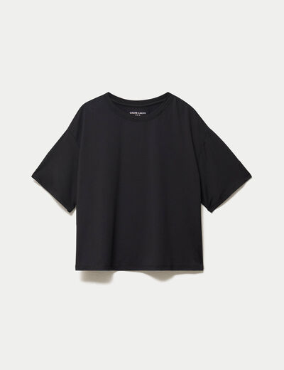 T-shirt col rond manches courtes noir femme