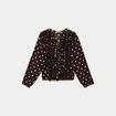 Blouse droite col v manches longues marron femme