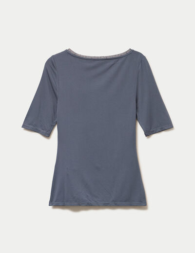 T-shirt ajust&eacute; manches courtes gris femme