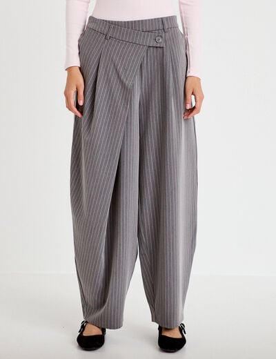 Pantalon bootcut taille basse gris femme