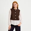 Pull chemise 2-en-1 marron fonc&eacute; femme