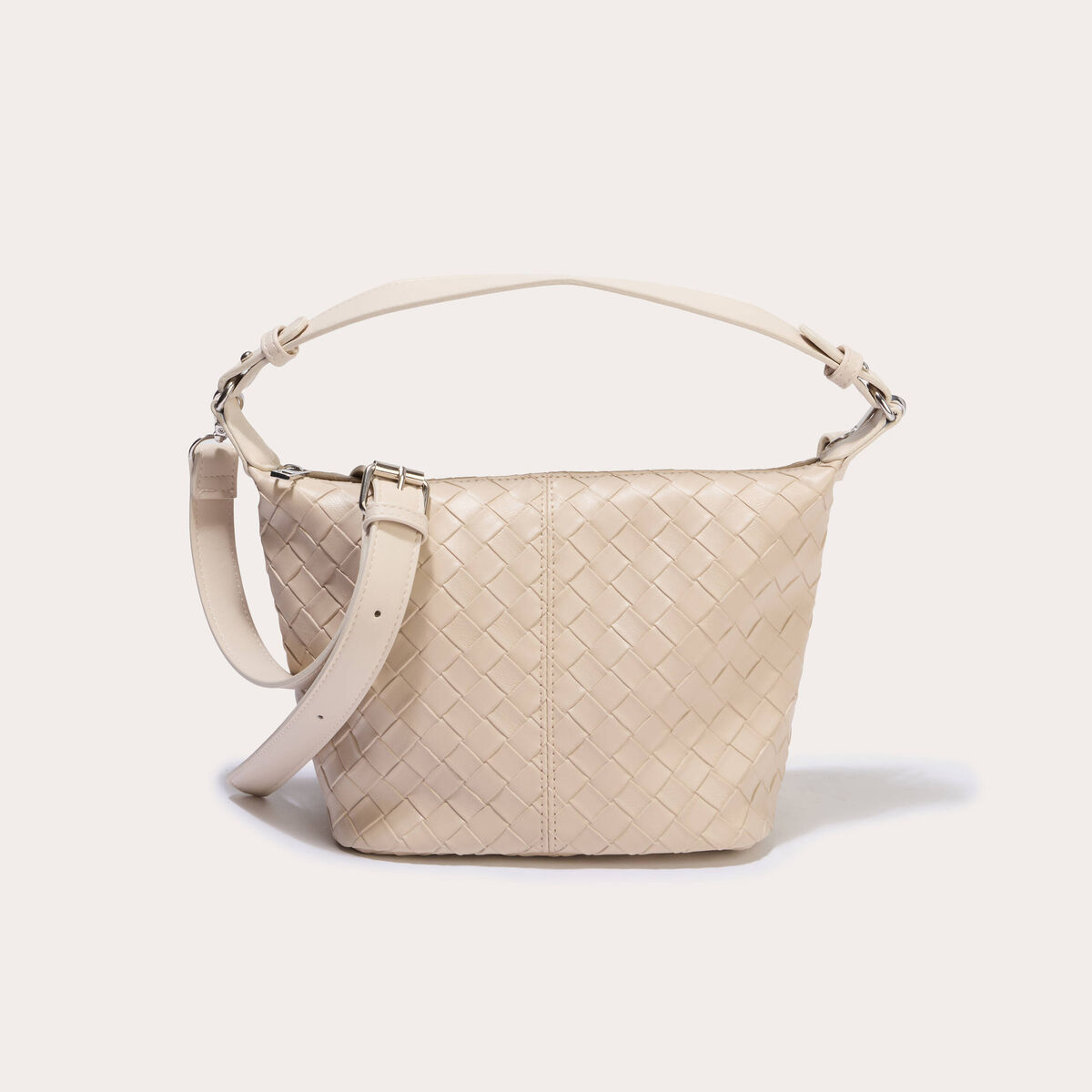 Sac tress&eacute; effet chin&eacute; beige femme