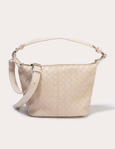 Sac tress&eacute; effet chin&eacute; beige femme