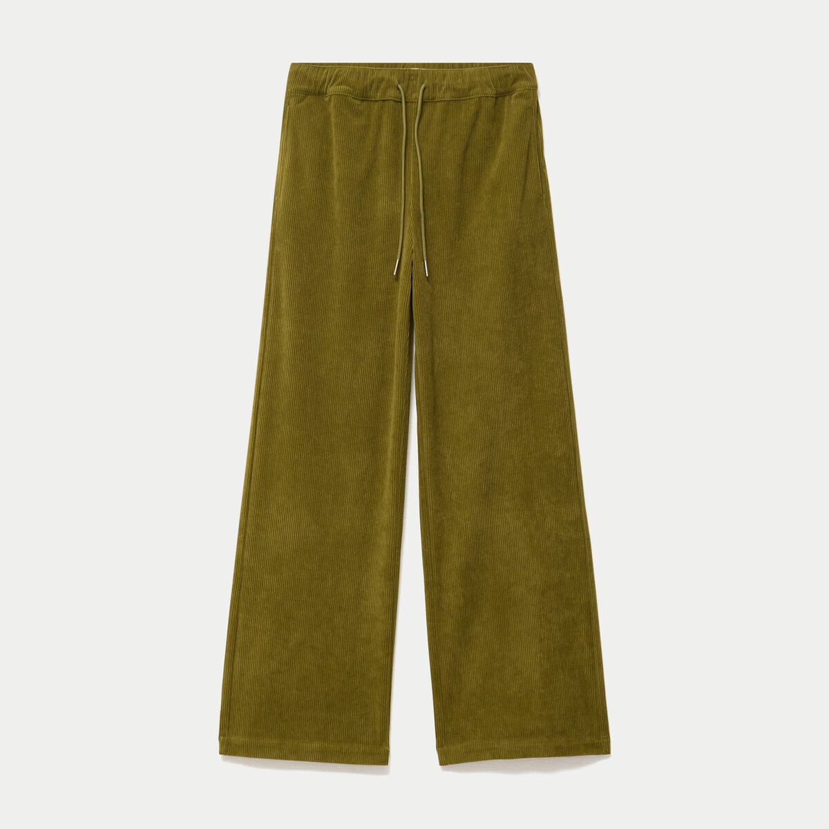 Pantalon bootcut taille standard velours vert kaki femme
