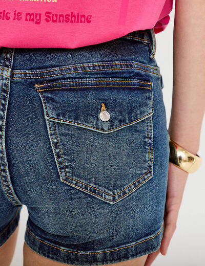 Short slim cigarette en jean stretch denim dirty femme