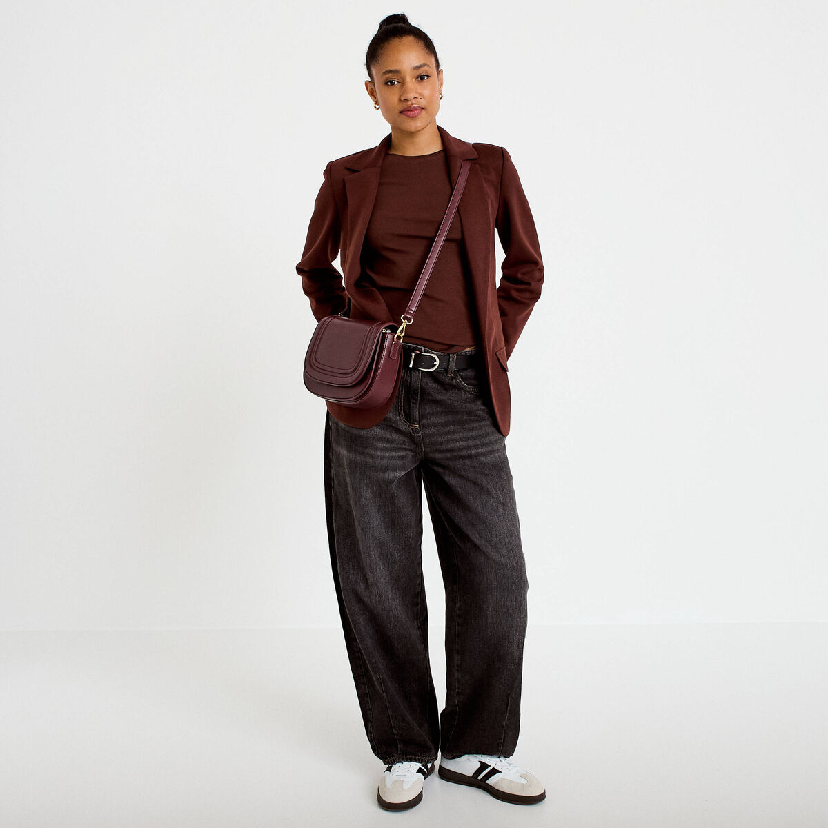 T-shirt manches courtes marron femme