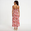 Robe longue &eacute;vas&eacute;e bretelles fines rouge femme