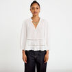 Blouse cintr&eacute;e col v manches 3/4 ecru femme