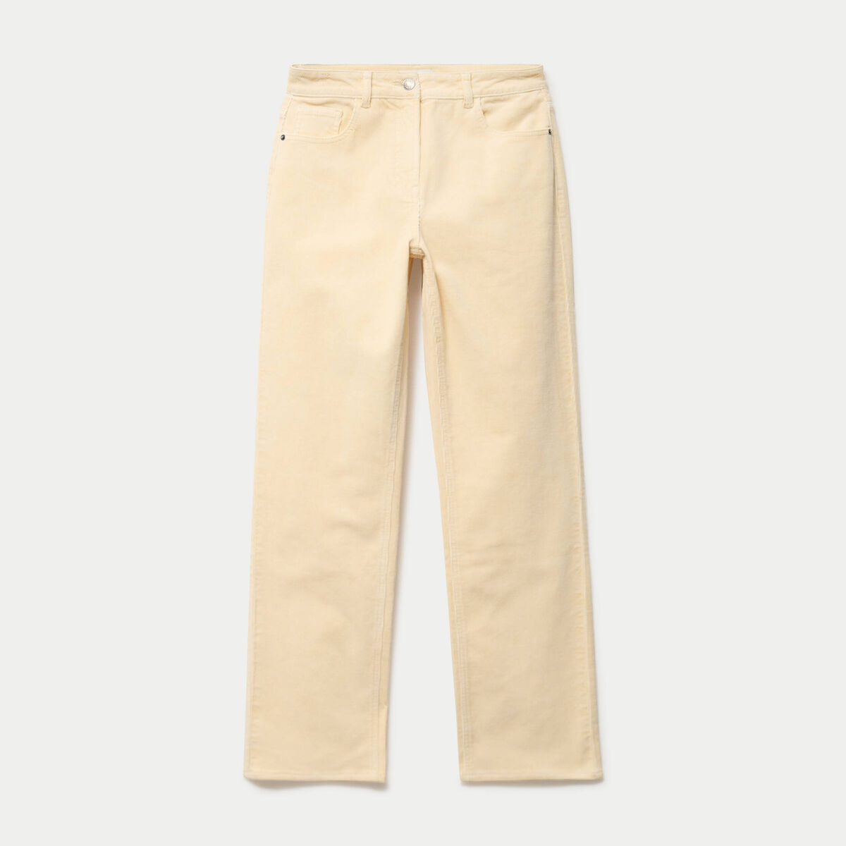 Pantalon droit en velours jaune femme