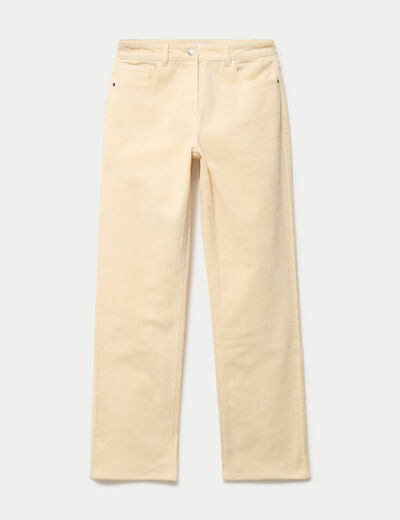 Pantalon droit en velours jaune femme