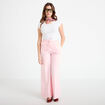 Pantalon large taille &eacute;lastiqu&eacute;e rose clair femme