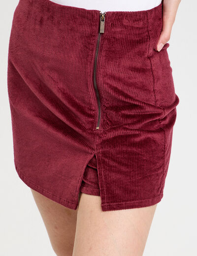 Jupe-short en velours bordeaux femme