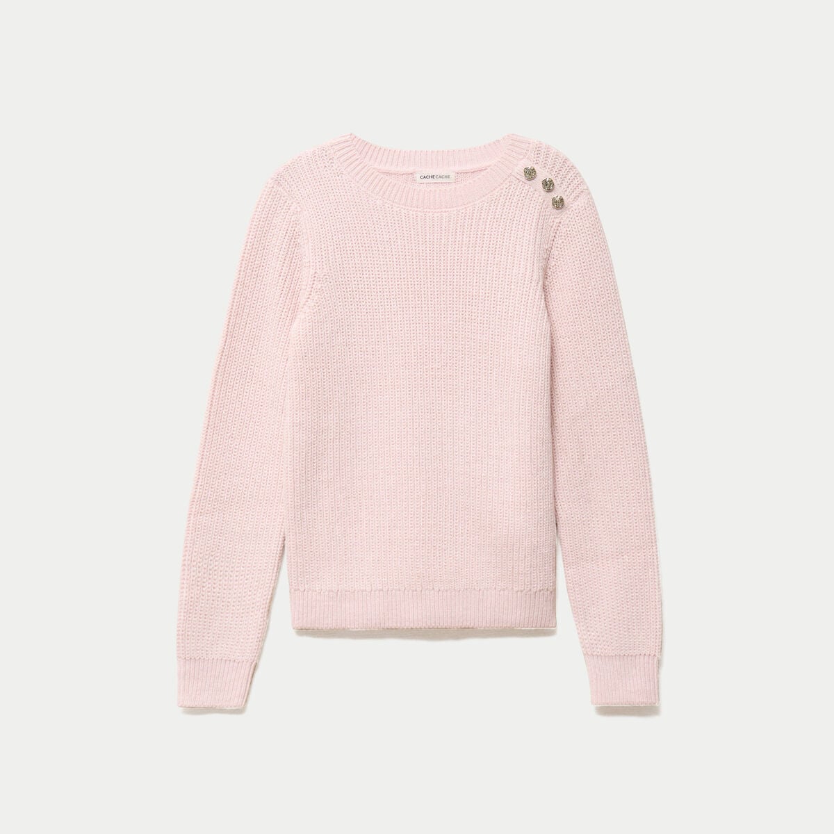 Pull manches longues brillant rose clair femme