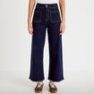 Jean wide leg cropped taille haute denim brut femme