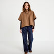 Poncho col am&eacute;ricain beige femme