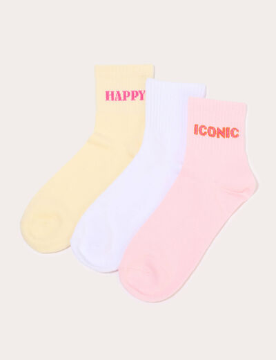 Lot de 3 paires chaussettes jaune clair femme