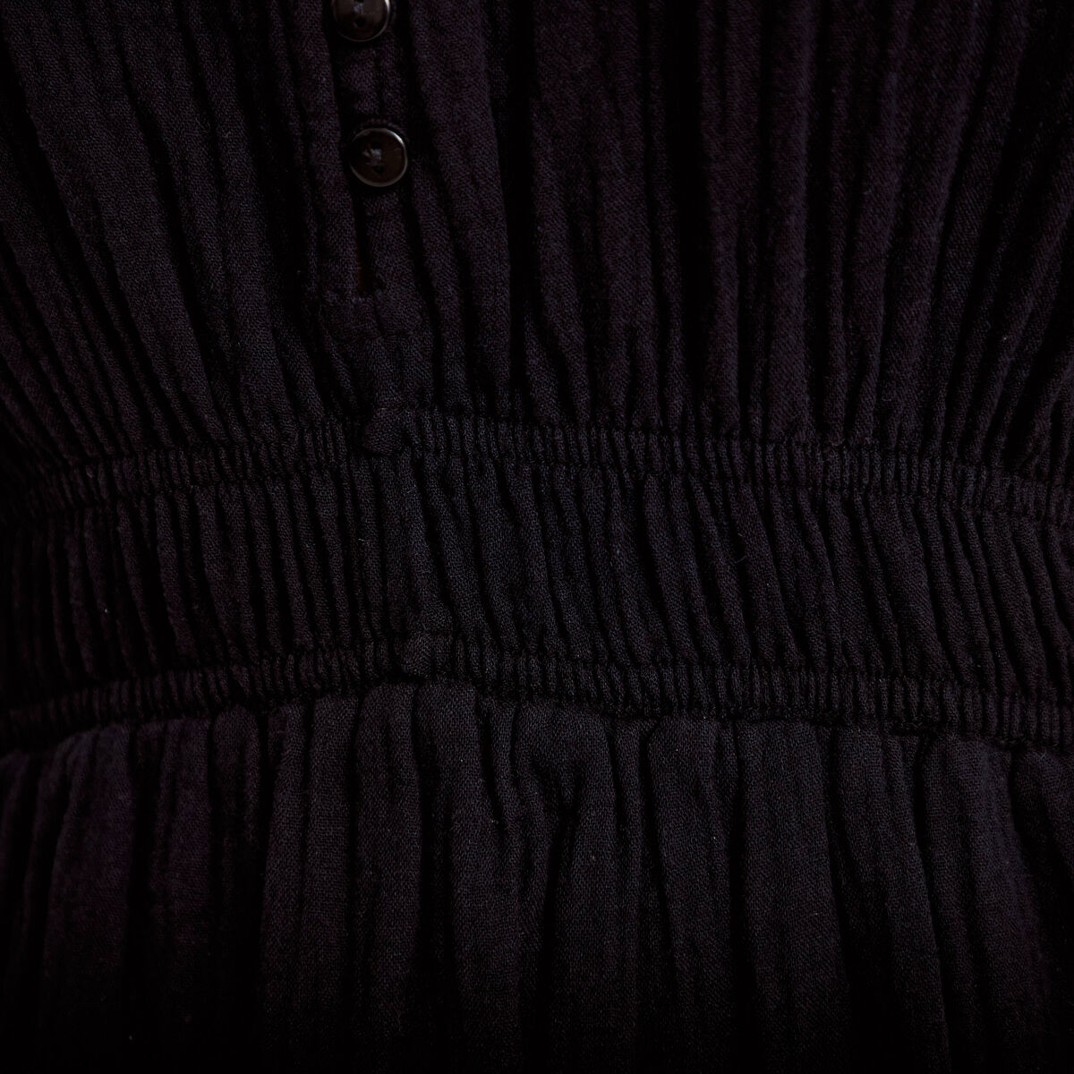 Robe midi pliss&eacute;e col v manches courtes noir femme