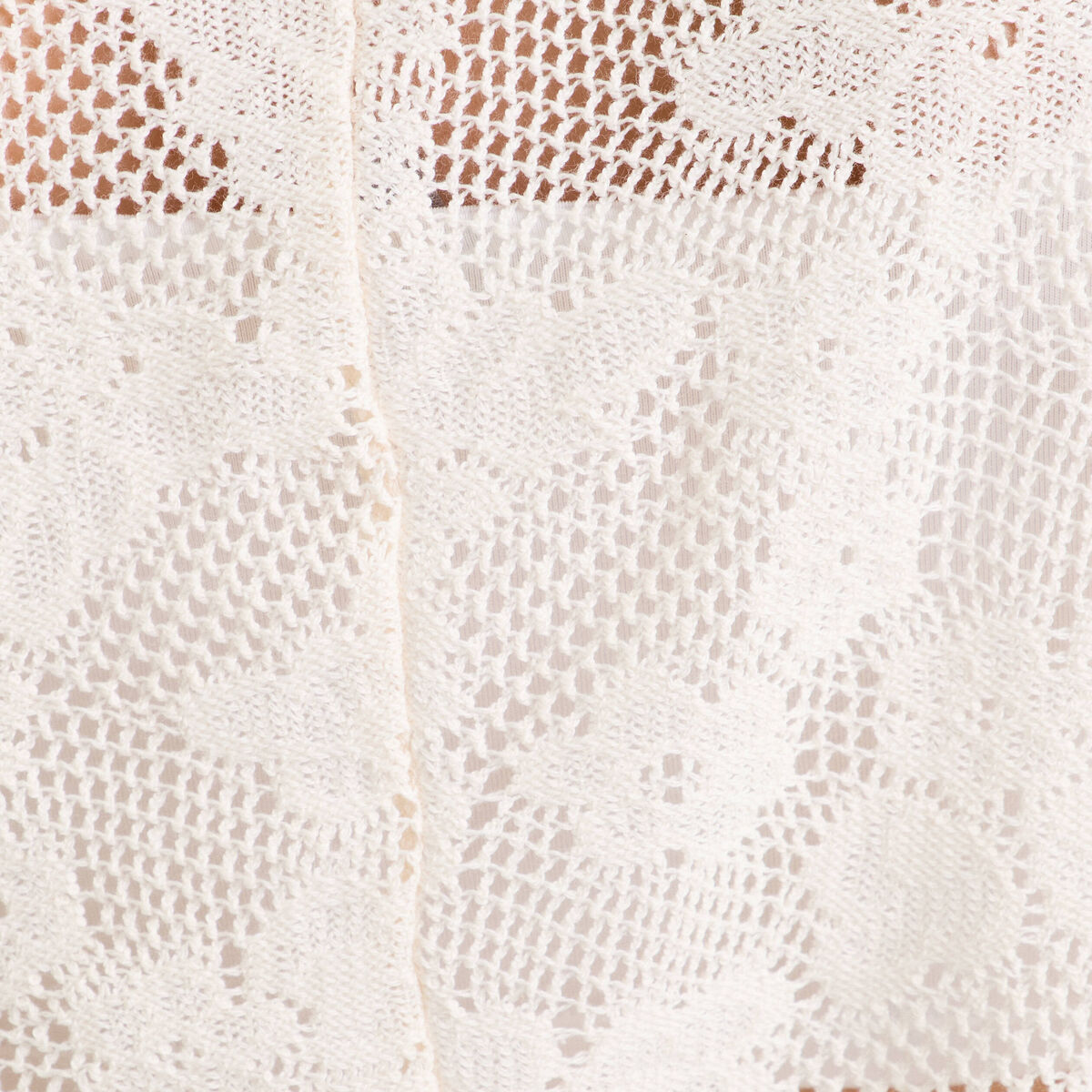 Blouse ajour&eacute;e d&eacute;collet&eacute; manches courtes ecru femme