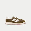 Basket aspect daim vert kaki femme